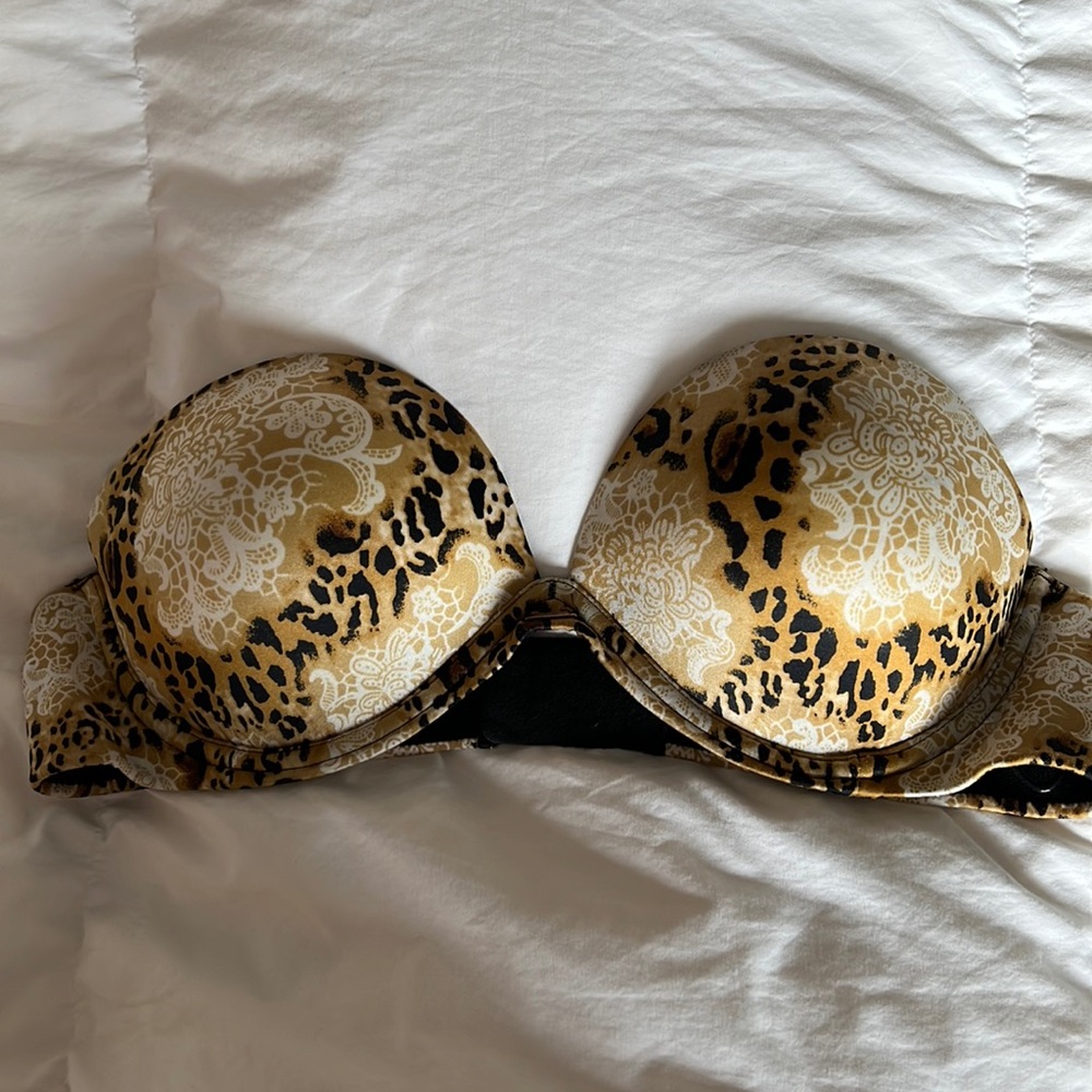 VS Leopard print strapless bra - 36B